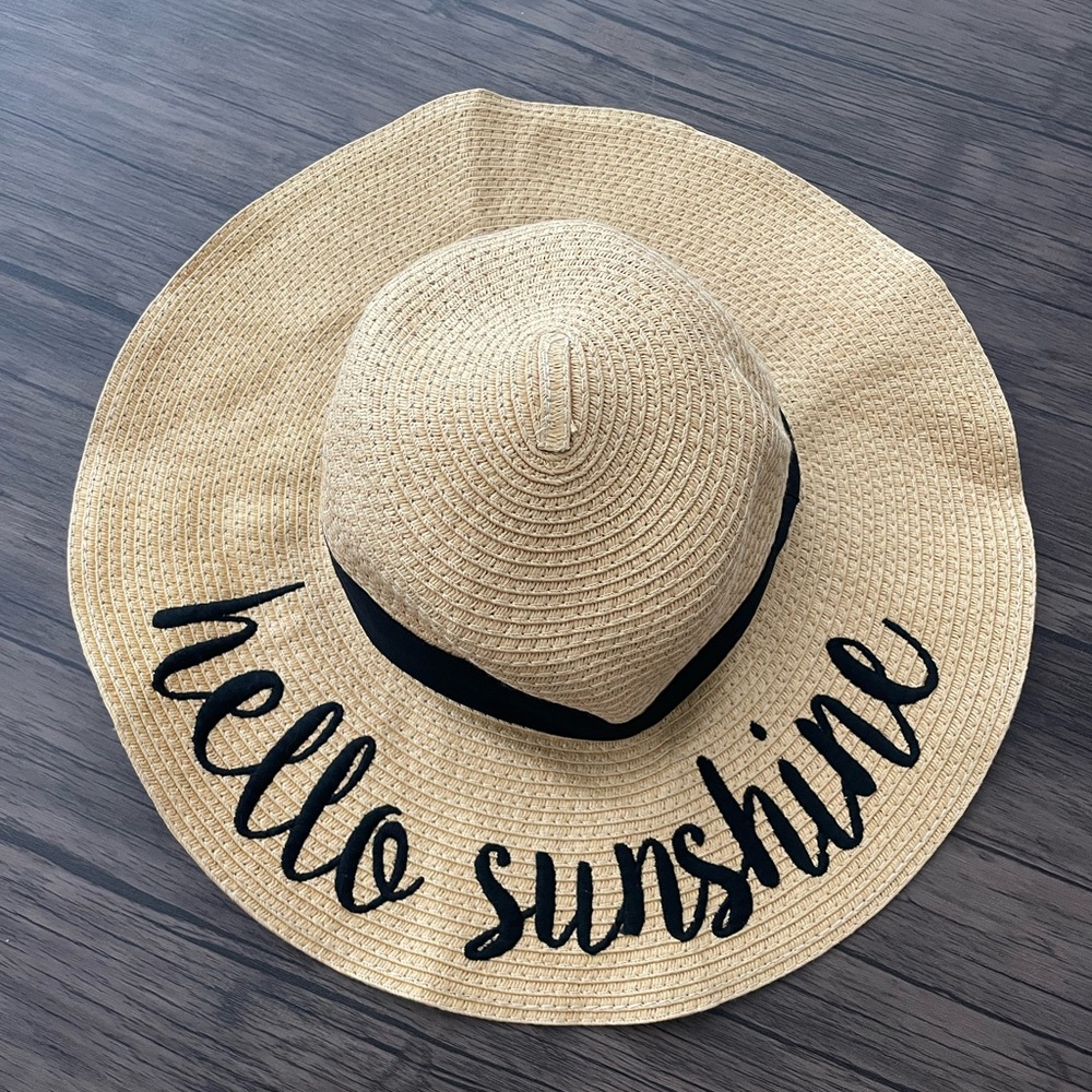 Hello Sunshine Faux Straw Sun Hat (adjustable)